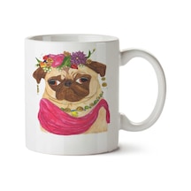 Frida Kahlo Pug İki Tarafı Baskılı Kupa Bardak Çok Renkli