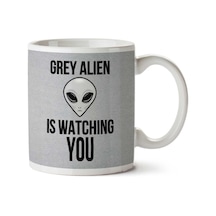 Grey Alien Watching You Men's İki Tarafı Baskılı Kupa Bardak Çok Renkli