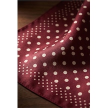 Last İcon Bordo Krem Puantiyeli İpek Fular Şal Bandana Boyun Aksesuarı Bordo