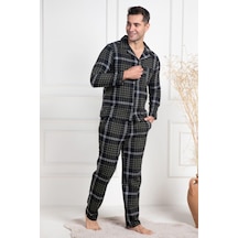 Mecit Pijama Mecit 2950 Yeşil Ekoseli Büyük Beden Kışlık Erkek Pijama Takımı Yeşil