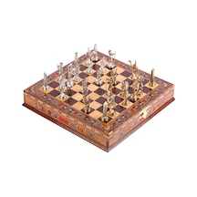 Metal Mısır Satranç Takımı Parlak Ve El Yapımı Masif Ahşap Sandık