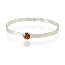 Kadir Jewellery 925 Ayar Gümüş Kaplama El İşçiliği Zirkon Taşlı Kadın Kelepçe Bilezik Kahverengi
