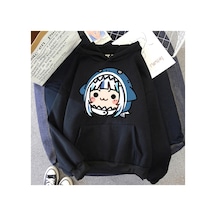 Tarzsokak Siyah Unisex Hololive İngilizce Vtuber Gawr Gura Merch Nedensel Japon Streetwear Uzun Kol