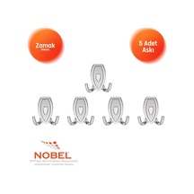 Zepli N Askı, Metal Vestiyer Askısı, Krom Matkrom, Duvar Ve Dolap Askılığı 5'li Set Vidalı
