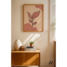Pembe Yaprak Soyut, Ahşap Çerçeveli Duvar Tablosu - Modern Ev Dekorasyonu