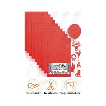 Kırmızı Simli Karton A5 15x20 Cm 10 Lu 1 Paket Simli Fon Kartonu Parıltılı Kağıt Anasınıfı Kreş Etkinlik Proje Kırmızı