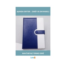 Mavi Beyaz Kaliteli Termo Deri Tarihsiz Ajanda Defter A5 106 Yaprak Çok Renkli