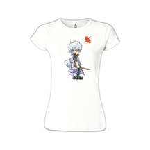 Gintama Gintoki Beyaz Kadın Tshirt 001