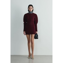 Suud Collection Bordo Lucy Triko Mini Etek