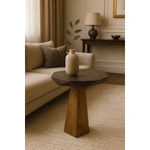 Doğal Masif Ahşap Ceviz Renk Tekli Yan Sehpa Mantar Sehpa - Coffee Table Ceviz