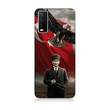Vivo Y20s Uyumlu Bayrak Önünde Mustafa Kemal Atatürk Desenli Silikon Kılıf Çok Renkli
