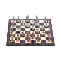 Orta Boy Metal Roma Satranç Takımı Antik Ve Ceviz Desenli Mdf Ahş