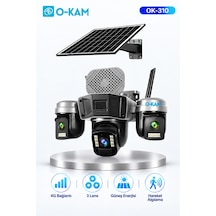 O-kam Ok-310 4g 3 Lensli Güneş Panelli Sirenli Güvenlik Kamerası