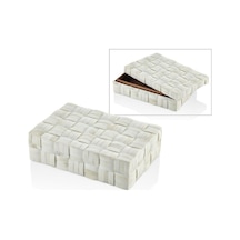La Medore Hasır Desen Buyuk Beyaz Kutu 30x20x8,5 Cm