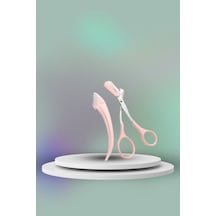Taraklı Kaş Bıyık Makası Ve Kaş Ustura Seti Kaş Bıyık Tüy Alma Epilasyon Aleti 2'li Set Pembe