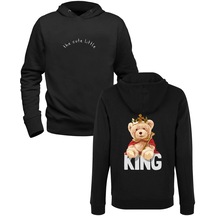 King Tedy Bear Siyah Ön Arka Sweatshirt 001