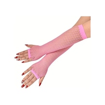 80 Ler 90 Lar Retro Neon Pembe File Parmaksız Eldiven 26 Cm 5691 "