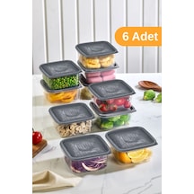 6 Adet - 936ml Büyük Kapaklı Gıda Saklama Kabı Buzdolabı Düzenleyici Kahvaltılık - 12x12x6,5 Cm Pl Diğer