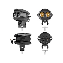2 Adet Motosiklet Çift Göz Led Lazer Sis Farı Delici Beyaz Sarı Çift Renk 12-80 Volt