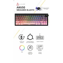 Ak650 Tft Ekranlı 3 Modlu Mekanik Oyun Klavyesi-5.000 Mah Batarya-gasket Tasarım - Pembe