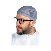 Gold Lüks Dantel Örme Namaz Takkesi Gri 1 Adet