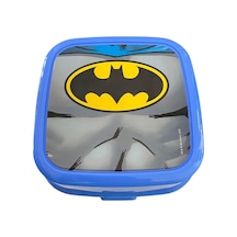 Beslenme Kutusu 4 Bölmeli Batman Logolu Açık Mavi Renk Erkek Figürlü 1 Adet Yemek Saklama Kabı Beslenme Çantası Açık Mavi