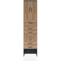 Hyperion Dolap 3 Raflı 5 Çekmeceli 4 Kapaklı 60x44x243 Antrasit-çam Antrasit