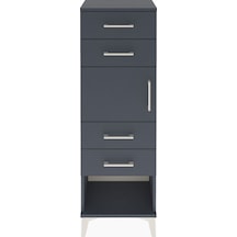 Arges Dolap Tek Raflı 4 Çekmeceli Tek Kapaklı 44x30x134 Antra... Antrasit