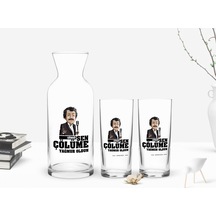 Kişiye Özel Renkli Baskılı Hangimiz Sevmedik Çılgınlar Gibi Tasarımlı İkili Rakı Bardağı Ve Karaf Hediye Seti-7