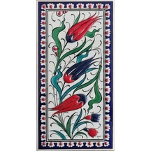 Armada Çini 10X20 Cm Ed 216 Kobalt Üç Lale El Dekoru Çini Karo