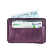 Twingold İsme Özel Yatay Kartlık - %100 Rainbow Deri - A011001 - Mor Mor