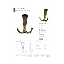 Antik Sarı Eskitme İkili Askı Kulp Vintage Portmanto & Duvar Askılığı 5 Adet Çoklu Renk