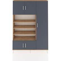 Arges Dolap 11 Raflı 5 Kapaklı 132x30x195 Çam-antrasit/çam Çam
