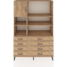 Hyperion Dolap 7 Raflı 8 Çekmeceli Tek Kapaklı 132x44x195 Çam-çam/çam Atlas Çam/atlas Çam