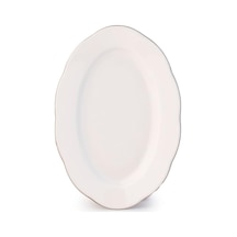 Tr 4453 Yonca Porselen Platin Fileli Kayık Tabak Seti - Oval Kahvaltılık Sunumluk Seti 25cm 2 Adet Diğer
