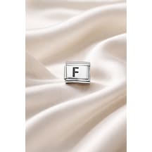 F Harf Charm , Çelik Bileklik Aksesuarı , Kişiye Özel Harf Modülü , Şık & Minimal Altın - Gümüş