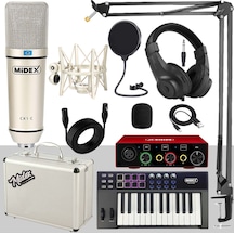 Midex Midi Paket-3 Stüdyo Ekipmanları Seti Ses Kartı Midi Klavye