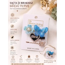 4'lü Set Çiçek Kelebek Ve Taşlı Kalp Detaylı İz Bırakmayan Saç Tokası Seti Farklı Renk Seçenekli Ab Rengi