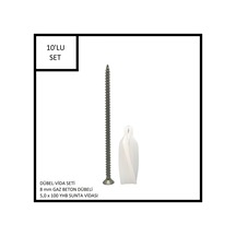 Dübel-vida Seti, Gaz Beton Ytong Dübeli 8 Mm, 5,0x100 Yhb Sunta Vidası, 10 Adet