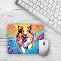Retro Çok Renkli Neşeli Köpek Tasarımlı Baskılı 18x22cm Mouse Pad