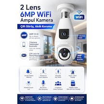 3mp+3mp 2 Kameralı Ampul Güvenlik Kamerası - 360 Hareket - Mobil Bildirim - Algılama - Takip