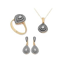 Gümüş Elmas Montürlü Damla Set