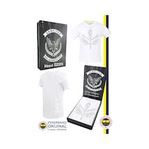 Fenerium Fenerbahçe Lisanslı Palamut Logo Sıfır Yaka Çocuk T-shirt Kişiye Özel Ahşap Kutulu Beyaz