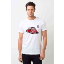 Wv Wosvos Beetle Baskılı Beyaz Erkek Tshirt