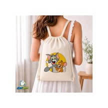 Ghostbastır Design Tom Ve Jerry Büzgülü Keten Çanta C342 Bej