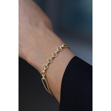 14 Ayar Altın Modern Dorikalı Sarkıt Bileklik Zbm040