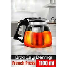 Süzgeçli French Press Cam Demlik 1100 Ml Bitki Çayı Demliği 722243 Açık Mavi