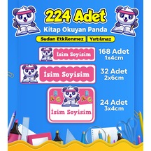 Sevimli Panda Temalı Okul Kreş Kişiye Özel İsim Etiket Seti - Model 169 Çok Renkli