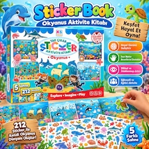 Sticker Book Okyanus Aktivite Kitabı 5 Sahne 212 Sticker Deniz Canlıları Çıkartma Kitabı