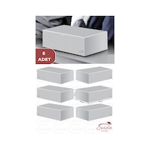 6 Adet Antrasit Çizgili Büyük Boy Baza Altı Ve Çekyat Hurç - 65x45x22 Cm - Hot Power Antrasit